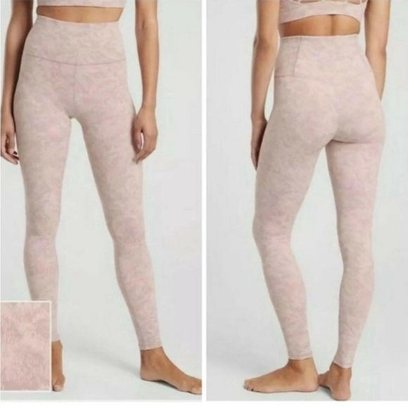 Athleta Elation Textured Tight Leggings Frosted Floral Pink Size Small - Picture 1 of 13